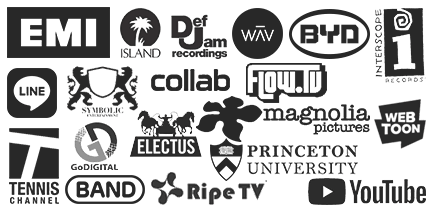 EMI • Island DefJam • YouTube • Interscope • WAV • Electus • Tennis Channel • BAND • Ripe TV • Flow TV • Symbolic Entertainment • LINE • WEBTOON • Magnolia Pictures • GoDigital